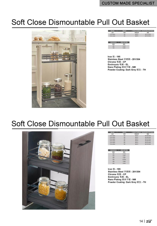 Soft Close Dismountable Pull Out Basket
